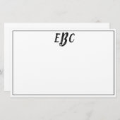 Classic Modern Black and White Monogram Stationary Briefpapier (Vorne/Hinten)