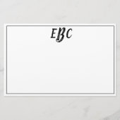 Classic Modern Black and White Monogram Stationary Briefpapier (Vorderseite)