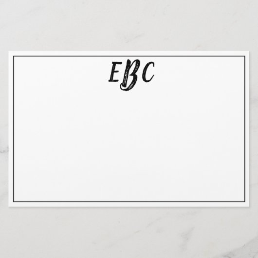 Classic Modern Black and White Monogram Stationary Briefpapier (Vorderseite)