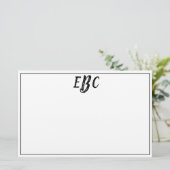 Classic Modern Black and White Monogram Stationary Briefpapier (Stehend Vorderseite)