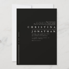 Classic Modern Black Minimalistisch Wedding Einlad Einladung