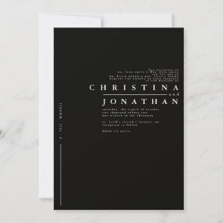 Classic Modern Black Minimalistisch Wedding Einlad Einladung
