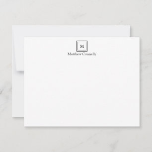 Classic Modern Black Square Box Monogram Mitteilungskarte