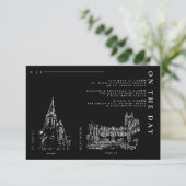 Classic Modern Black Wedding Details Programmkarte Einladung (Stehend Vorderseite)