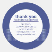 Classic Modern Blue White Polka Dots Reinigung Runder Aufkleber (Vorderseite)