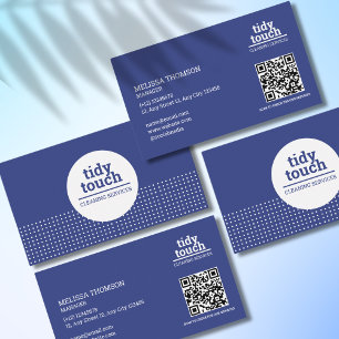 Classic Modern Blue White Polka Dots Reinigung Visitenkarte