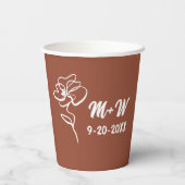 Classic & Modern Boho Burnt Orange Floral Sketch Pappbecher (Rückseite)