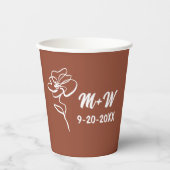 Classic & Modern Boho Burnt Orange Floral Sketch Pappbecher (Vorderseite)