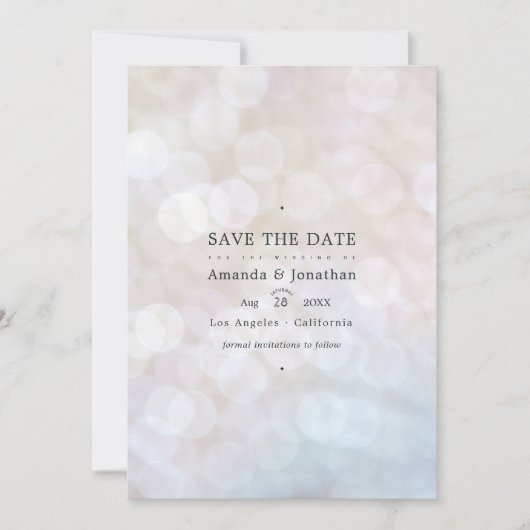 Classic Modern Bokeh Wedding Lights Save the Date (Vorderseite)