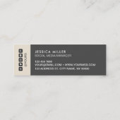 Classic Modern Dark Gray & Beige Social Media Mini Visitenkarte (Rückseite)