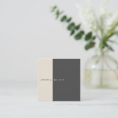 Classic Modern Dark Gray & Beige Social Media Quadratische Visitenkarte (Stehend Vorderseite)