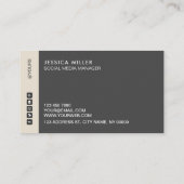 Classic Modern Dark Gray & Beige Social Media Visitenkarte (Rückseite)