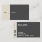 Classic Modern Dark Gray & Beige Social Media Visitenkarte (Vorne/Hinten)