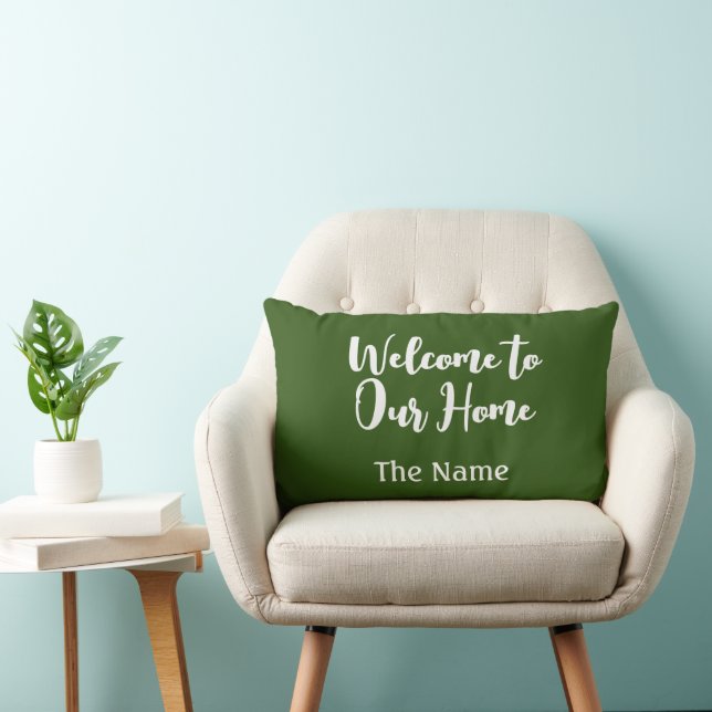 Classic Modern Dark Green Welcome Zuhause Name Lendenkissen (Stuhl )