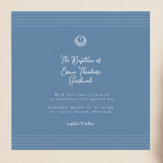 Classic modern deep blue baptism Invitation Einladung