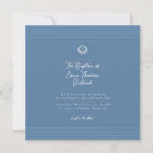 Classic modern deep blue baptism Invitation Einladung (Vorderseite)