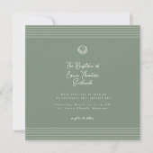 Classic modern deep sage green baptism Invitation Einladung (Vorderseite)
