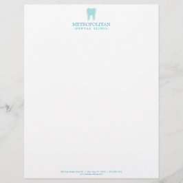Classic Modern Dentist Tooth Logo Aqua Blue Briefbogen