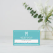 Classic Modern Dentist Tooth Logo Aqua Termin Visitenkarte (Stehend Vorderseite)