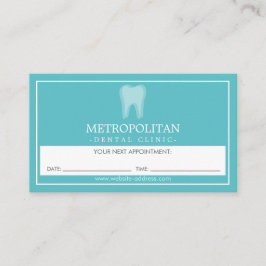 Classic Modern Dentist Tooth Logo Aqua Termin Visitenkarte