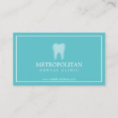 Classic Modern Dentist Tooth Logo auf Aqua Blue Visitenkarte (Vorderseite)