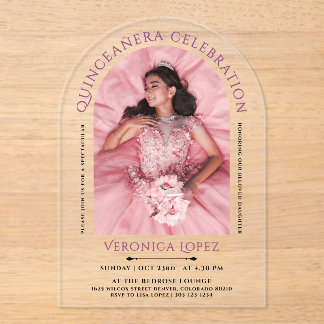 Classic Modern Elegant Girl Lila 15. Foto Acryleinladungen