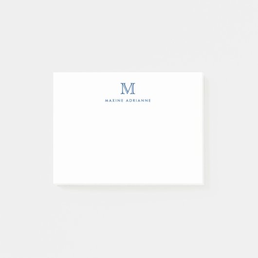 Classic Modern Elegant Navy Blue Monogram Initial Post-it Klebezettel (Vorderseite)