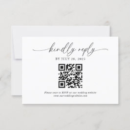 Classic Modern Elegant Script QR Code Wedding RSVP Karte