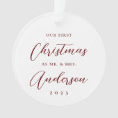 Classic Modern First Christmas als Mrs. Foto Ornament (Vorderseite)