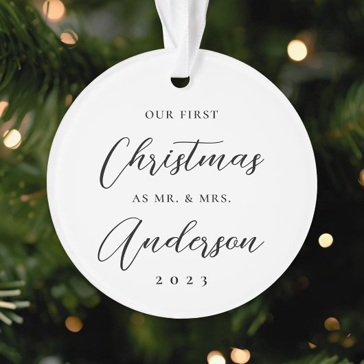 Classic Modern First Christmas als Mrs. Foto Ornament