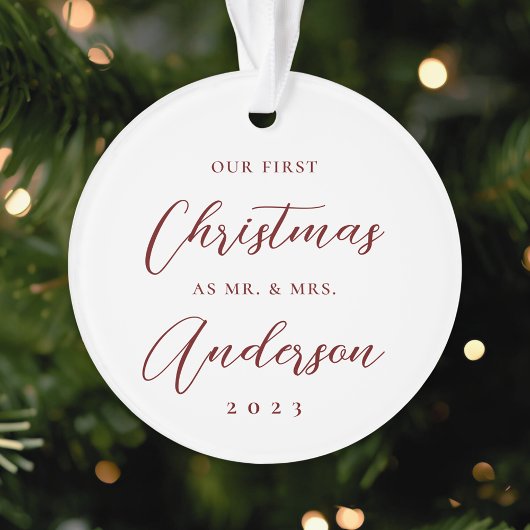 Classic Modern First Christmas als Mrs. Foto Ornament