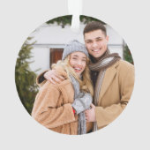 Classic Modern First Christmas als Mrs. Foto Ornament (Rückseite)