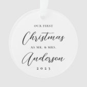 Classic Modern First Christmas als Mrs. Foto Ornament (Vorderseite)