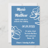 Classic & Modern Floral Blue Wedding Einladung (Vorderseite)