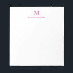 Classic Modern Girly Magenta Pink Monogram Initial Notizblock<br><div class="desc">Das Design zeichnet sich durch einen personalisierten Monogramm-Initial und Namen in einem einfachen und modernen typografischen Schriftart aus.</div>