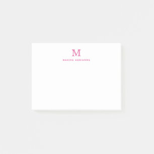 Classic Modern Girly Magenta Pink Monogram Initial Post-it Klebezettel