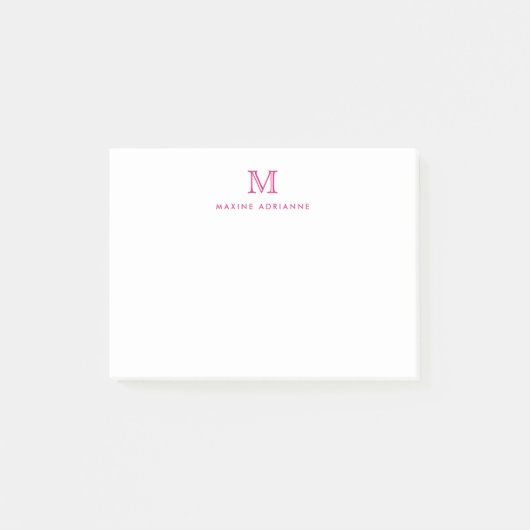 Classic Modern Girly Magenta Pink Monogram Initial Post-it Klebezettel (Vorderseite)