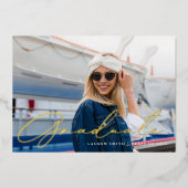 Classic Modern Gold Calligraphy Graduation Party Folieneinladung (Vorderseite)