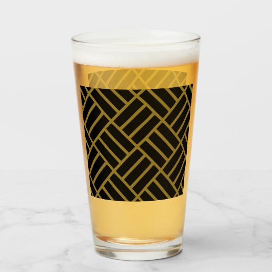 Classic Modern Gold Schwarz Muster Tall Beer Drink Glas (Rückseite (gefüllt))