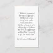 Classic Modern In Loving Memory Photo Prayer Card Visitenkarte (Rückseite)