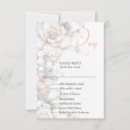 Classic Modern Ivory and Blush Floral  RSVP Karte