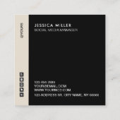 Classic Modern Layout Black & Beige Social Media Quadratische Visitenkarte (Rückseite)