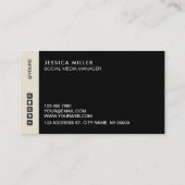 Classic Modern Layout Black & Beige Social Media Visitenkarte (Rückseite)