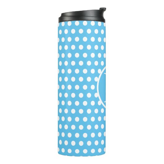 Classic Modern Light Blue Polka Dot Anfangsbuchsta Thermosbecher (Nach links gedreht)