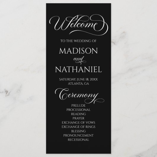 Classic Modern Minimal Minimalistisch Hochzeit Programm (Vorderseite)