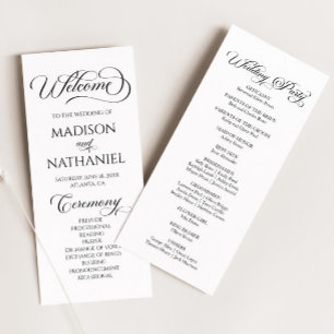 Classic Modern Minimal Minimalistisch Hochzeit Programm