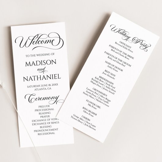 Classic Modern Minimal Minimalistisch Hochzeit Programm