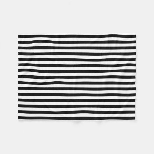 Classic Modern Minimal Schwarz und Weiß gestreift Fleecedecke (Vorderseite (Horizontal))
