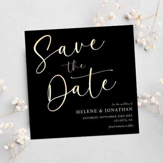 Classic Modern Minimalistisch Black Elegante Hochz Save The Date