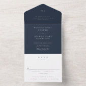 Classic Modern Navy Blue Elegant Wedding All In One Einladung (Innen Boden)